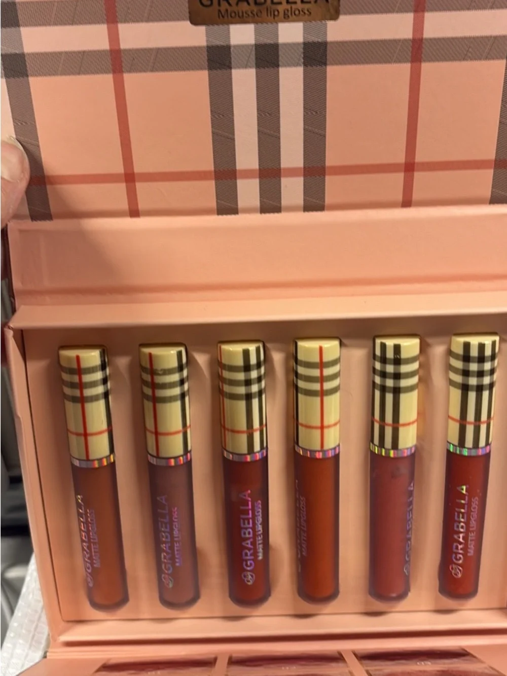 Abella Women Lip Balm & Gloss - Tan Plaid
